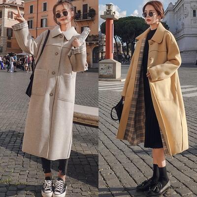 チェスターコート アウター ステンカラーコート レディース ウール混 きれいめ カジュアル 長袖 お洒落 可愛い チェック柄 ロングコート フェミニン 韓国 コ...