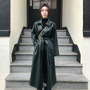 ステンカラーコート レディース 秋 冬 ロングコート レザー きれいめ カジュアル ジャケット アウター 羽織 ロング丈 おしゃれ 長袖 かっこいい フェミニン...