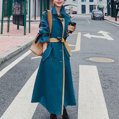 チェスターコート きれいめ カジュアル お洒落 アウター レディース トレンチコート ロングコート 長袖 可愛い かっこいい 配色 ベルト バイカラー クラシカ...