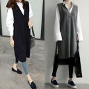 レイヤード ベスト ニット ジレ ワンピース ロングワンピ ロングベスト ノースリーブ きれいめ レディース ワンピ ドレス カジュアル 大人 可愛い 薄手アウ...