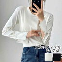 トップス レディース きれいめ カジュアル おしゃれ 薄手 カットソー 長袖 Tシャツ クルーネック フェミニン 大人 可愛い ベーシック 韓国 コーデ ホワイ...