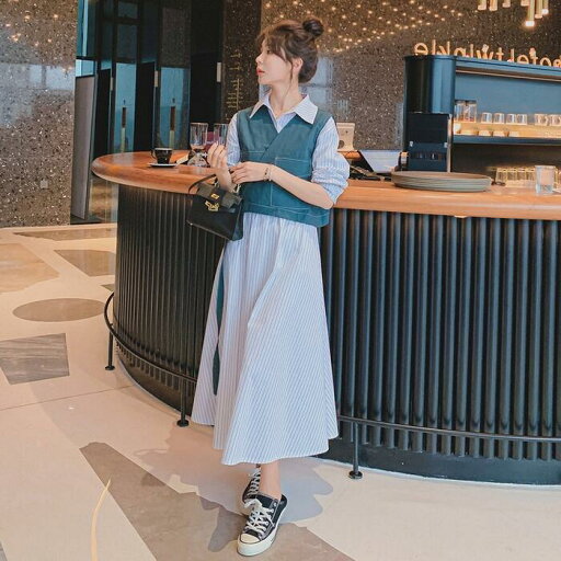 レイヤード ワンピース 袖あり ロングワンピ ミモレ丈 ストライプ ベスト シャツワンピ レディース ワンピ ドレス 長袖 きれいめ カジュアル 2点セット 韓国 おしゃれ ホワイト 白 春 秋 冬 20代 30代 40代 50代 レイヤード ワンピース 袖あり ロングワンピ ミモレ丈 ストライプ ベスト シャツワンピ レディース ワンピ ドレス 長袖 きれいめ カジュアル 2点セット 韓国 おしゃれ ホワイト 白 春 秋 冬 20代 30代 40代 50代
