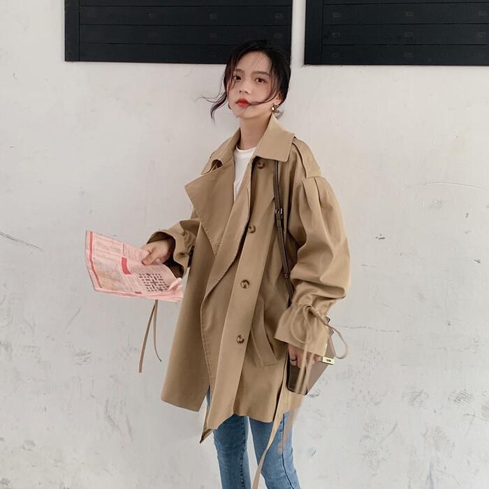 トレンチコート ジャケット 春 コート チェスターミディ丈 レディース きれいめ カジュアル アウター 大人 可愛い フェミニン 韓国 ゆったり ウエストベルト...