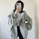 トップス スウェット ジップアップ フーディー パーカー レディース カジュアル 長袖 おしゃれ 大人 可愛い オーバーサイズ ビッグシルエット フェミニン か...
