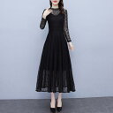 パーティードレス ワンピース 結婚式 お呼ばれ ミモレ丈 袖あり フォーマル 長袖 レース エレガント レディース ワンピ きれいめ 二次会 セレモニー フェミ...