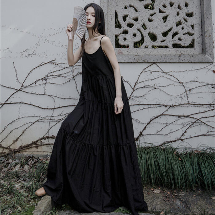 ティアード ワンピース キャミワンピ レディース きれいめ カジュアル マキシ丈 ノースリーブ おしゃれ 大人 可愛い フレア ワンピ ドレス フェミニン ゆっ...