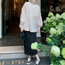 【6/28 10時〜 セール対象商品】トップス ブラウス シャツ プリーツ 長袖 きれいめ カジュアル おしゃれ 可愛い フェミニン 薄手 シンプル ゆったり 体型カバー ナチュラル ベージュ ブラック 黒 春 冬 秋 20代 30代 40代 50代(4)