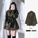 アウター ジャケット コート チェスター チェック 千鳥格子 レディース きれいめ カジュアル おしゃれ 長袖 大人 可愛い トラッド ウエストベルト 羽織り ...