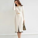 【一部即納】ワンピース 袖あり レース エレガント きれいめ ミモレ丈 長袖 ドレス タイト フェミニン レディース 大人 可愛い ホワイト 白 春 秋 冬 2...