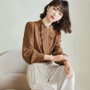 【9/3 20時~ セール対象商品】パフスリーブ トップス ブラウス シャツ プリーツ フリル レディース エレガント きれいめ カジュアル おしゃれ 長袖 大人 可愛い クラシカル フェミニン お呼ばれ オフィス 通勤 ブラウン 春 秋 冬 20代 30代 40代 50代