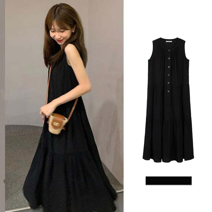 ティアード ワンピース ドレス レディース きれいめ カジュアル おしゃれ ノースリーブ 大人 可愛い フェミニン ミモレ丈 シンプル ゆったり ナチュラル リ...