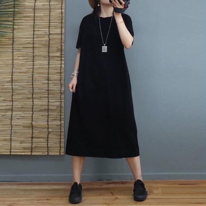 ワンピース ドレス Tシャツワンピ レディース きれいめ カジュアル ミモレ丈 大人 可愛い 半袖 フェミニン Aライン 体型カバー ゆったり シンプル ナチュ...