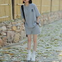 【6/28 10時~ セール対象商品】セットアップ 2点セット トップス パンツ Tシャツ ショートパンツ レディース きれいめ カジュアル 大人 可愛い フェミニン 半袖 オーバーサイズ ゆったり リラックス 韓国 グレー ホワイト 白 ブラック 黒 春 秋 夏 20代 30代 40代 50代