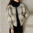 アウター ジャケット コート チェック柄 カーディガン 羽織り ノーカラー レディース エレガント きれいめ カジュアル 長袖 クラシカル 大人 可愛い フェミ...