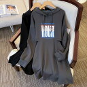 ワンピース ドレス スウェット ワンピ フード パーカー 袖あり レディース カジュアル ミモレ丈 長袖 大人 可愛い フェミニン リラックス ハイウエスト 楽...