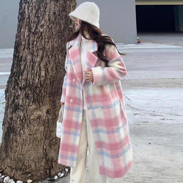 チェスターコート レディース 春 秋 冬 チェック テーラード アウター コート ジャケット きれいめ カジュアル 長袖 大人 可愛い 体型カバー 韓国 ピンク...
