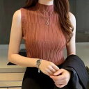トップス ニット カットソー ハイネック エレガント きれいめ カジュアル ノースリーブ 大人 可愛い フェミニン シンプル インナー レイヤード イエロー グリーン 緑 レッド 赤 ベージュ ブラウン ホワイト 白 ブラック 黒 春 秋 冬 20代 30代 40代 50代