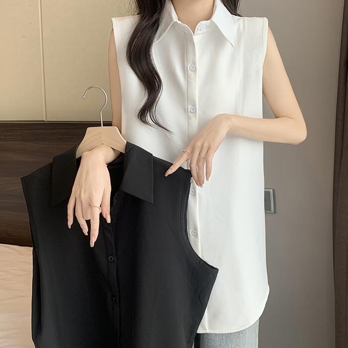 トップス シャツ ブラウス レディース エレガント きれいめ カジュアル フェミニン 大人 可愛い ノースリーブ 体型カバー シンプル ゆったり 無地 レイヤー...