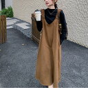 レイヤード セットアップ レディース ワンピース ジャンパースカート タートルネック インナー ハイネック 長袖 カットソー 2点セット エレガント カジュアル...