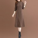 【9/3 20時~ セール対象商品】ワンピース ニット ワンピ ドレス タートルネック ハイネック リブ レディース エレガント きれいめ カジュアル 大人 可愛い フェミニン 長袖 ひざ丈 ハイウエスト グレー ベージュ ブラウン 春 秋 冬 20代 30代 40代 50代