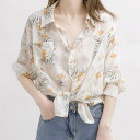 【9/3 20時~ セール対象商品】トップス ブラウス シャツ 花柄 ボタニカル フラワー 羽織り エレガント レディース 大人 可愛い 七分袖 きれいめ カジュアル フェミニン おしゃれ ナチュラル 透け感 レイヤード 涼しい ベージュ 春 秋 夏 20代 30代 40代 50代