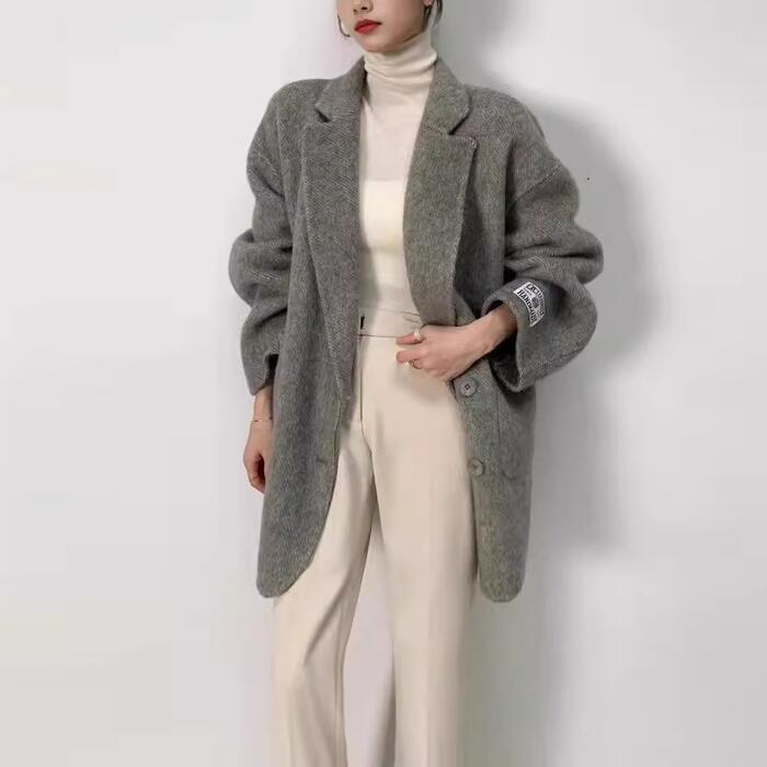 アウター コート ジャケット レディース きれいめ カジュアル 大人可愛い 春 秋 冬 テーラード チェスター 長袖 ショート丈 ドロップショルダー グレー ベージュ ブラック 黒 20代 30代 40代 50代 S M