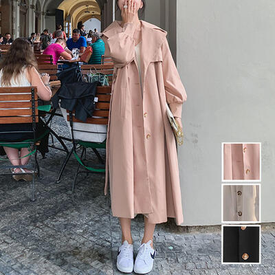 レディース トレンチコート ロング丈 春 コート きれいめ カジュアル お洒落 かっこいい ミドル丈 薄手 ビックカラー ピンク ベージュ ブラック 黒 秋 冬...