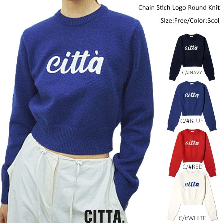 樂天商城 - 【韓国人気ブランド】【正規品付属のタグ・袋付き】 韓国ファッション CITTA シタ レディース 長袖 セーター ショート丈ニット クロップドニット クロップド丈 LOGO ストリートファッション