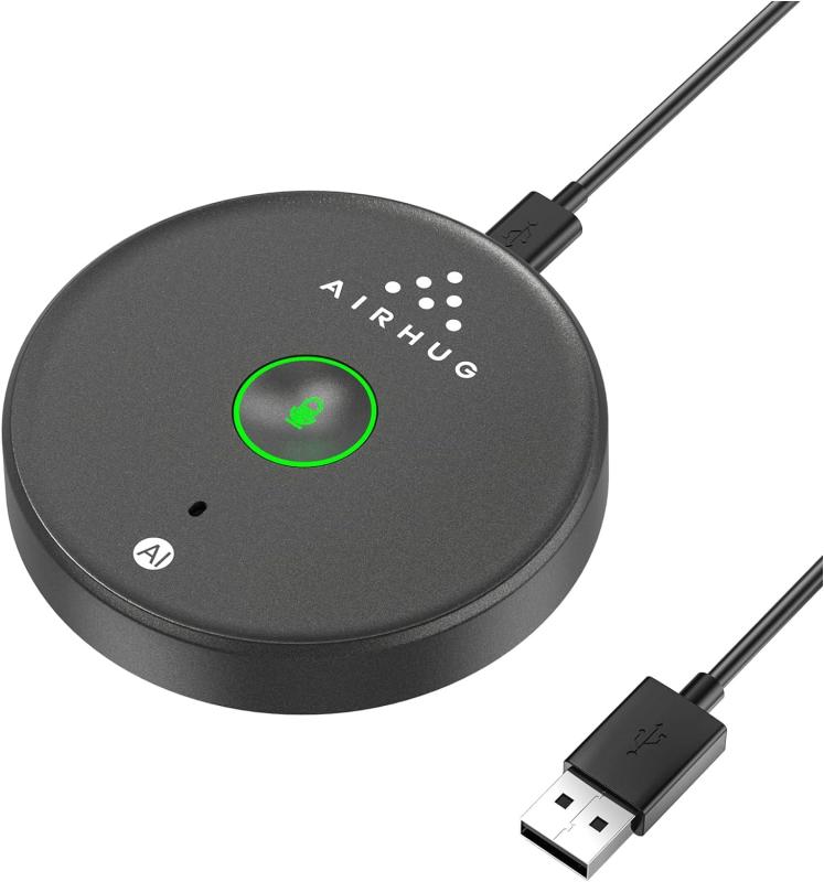 【最新型】AIRHUG pcマイク USBマイク 会議用マイク AIノイズリダクション LED インジケーター付き コンピューターデスクトップマイク ゲームマイク プラグアンドプレイ360°全指向性コンデンサ