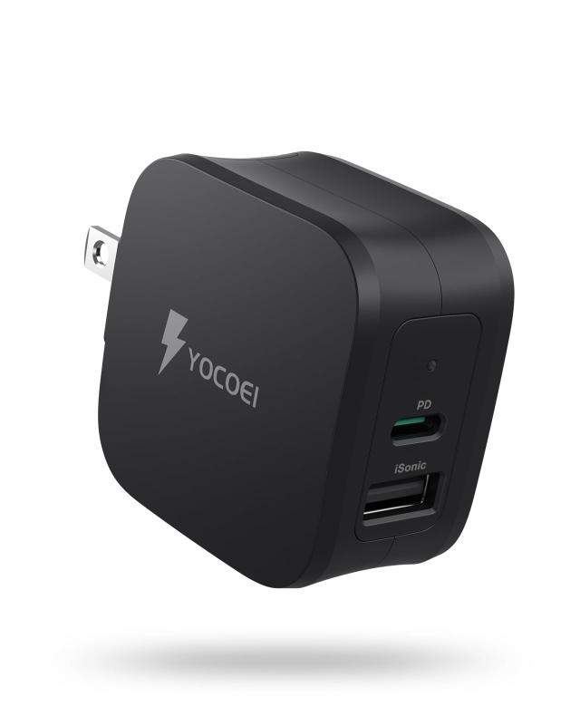 YOCOEI 30W PD充電器 2ポート(USB-A×1 USB-C×1/GaN独自iSonic技術/Type-C 急速充電器 折り畳み式) PD3.0/QC4.0対応/PSE技術基準適合/PPS規格対応/MacBook, iPhone15-8シリーズ