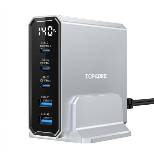 TOPADRE USB 充電器 140W 急速充電器 PD 充電器 5ポート USB-C*3(単ポート100W出力)+USB-A*2 高出力 充電器 type-c Pad iPhone Galaxy Android スマートフォン ノートPC 各種 その TOPADRE USB 充電器 140W 急速充電器 PD 充電器 5ポート USB-C*3(単ポート100W出力)+USB-A*2 高出力 充電器 type-c Pad iPhone Galaxy Android スマートフォン ノートPC 各種 その