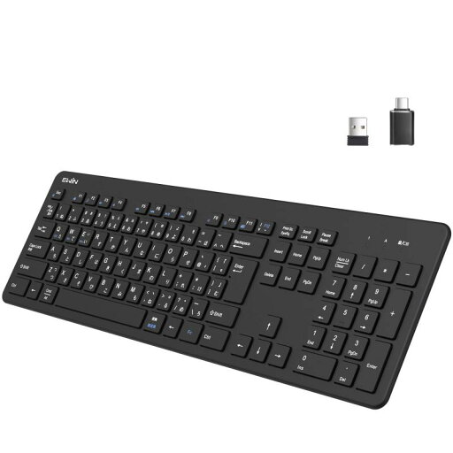 Ewin ワイヤレスキーボード 2.4G JIS配列 テンキー付き USB接続 レシーバー付き 電池式ノートPC/パソコン/タブレット/スマホ用 Windows/Mac/iOS対応 Type-C USB変換アダプター付き Ewin ワイヤレスキーボード 2.4G JIS配列 テンキー付き USB接続 レシーバー付き 電池式ノートPC/パソコン/タブレット/スマホ用 Windows/Mac/iOS対応 Type-C USB変換アダプター付き