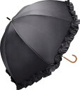中谷 Natural Basic 晴雨兼用長傘 UVフリルドーム ブラック 【914-052】 手開き 親骨サイズ:50cm ブラックコーティング加工(3)