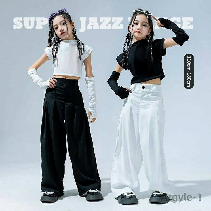 【送料無料】ダンス衣装 セットアップ かっこいい 女の子 ショートトップス 腕カバー ロングパンツ 長ズボン ヒップホッ HIPHOP jazz