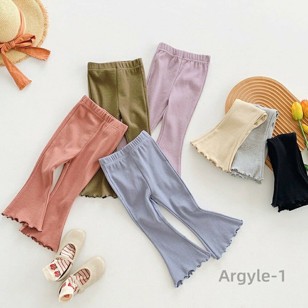 Long-Trousers, Trousers - 【送料無料】韓国子供服 子ども服 こども服 ボトムス レギンス リブ ニット パンツ フレア 伸縮性 無地 単色 秋 冬 人気 キッズ ジュニア
