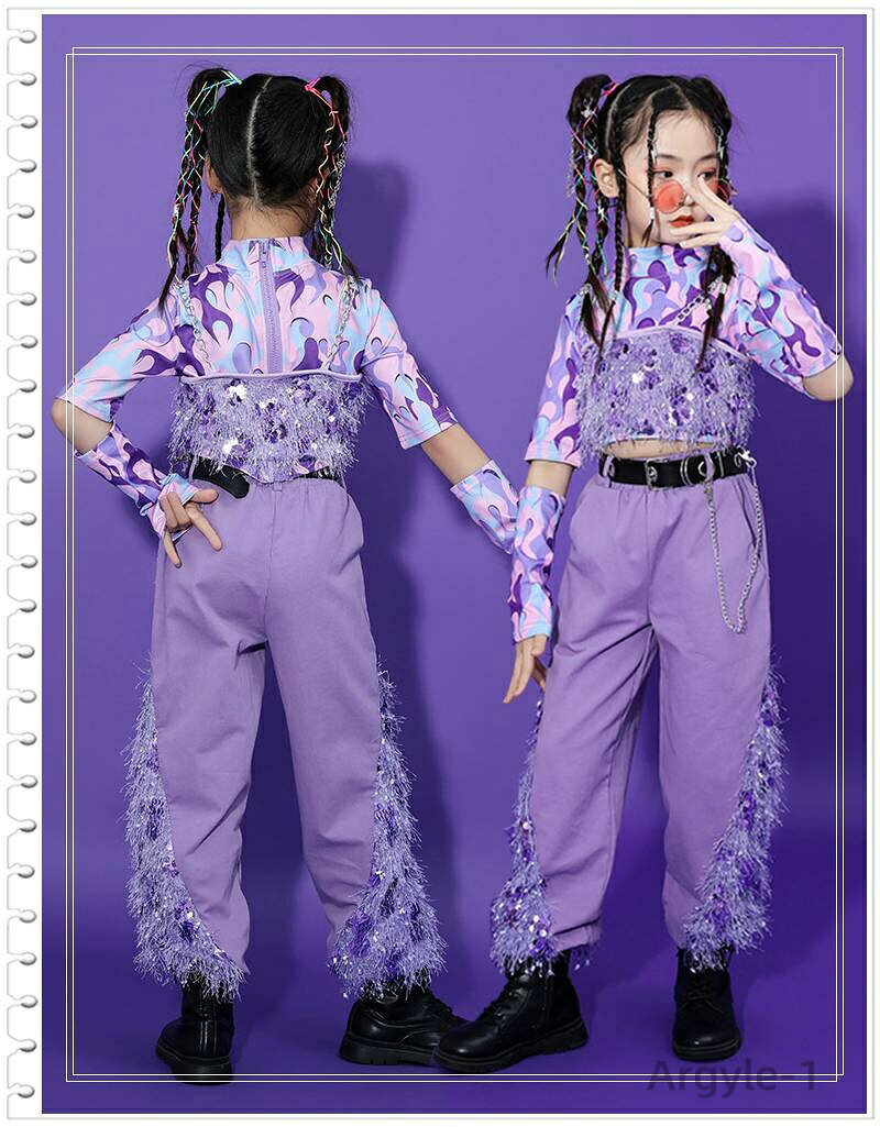 【送料無料】4点セットヒップホップ キッズダンス衣装 セットアップ 迷彩Tシャツ+ ...