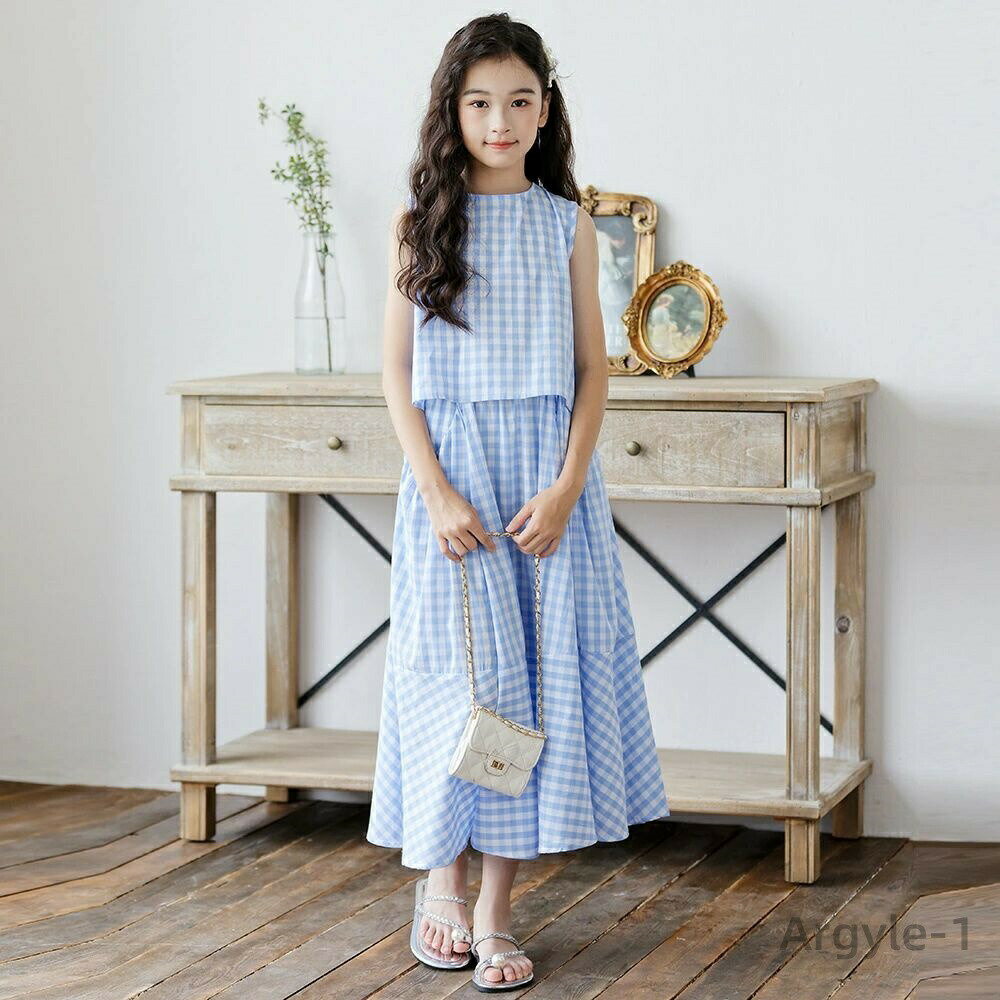 【送料無料】夏服 女の子 セットアップ 150 キッズ スカートセットアップ チェック...