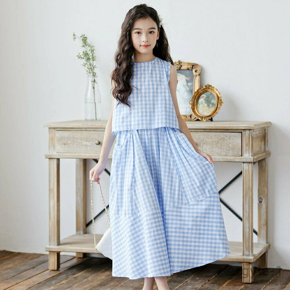 【送料無料】夏服 女の子 セットアップ 150 キッズ スカートセットアップ チェック...