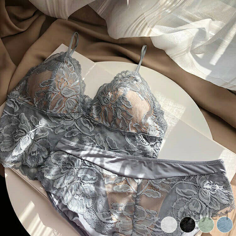 数量限定クーポン配布中●【送料無料】セット キャミソール ノンワイヤー グリーン レースブラ ホワイト レース ショーツ インナー ブラック レディース セクシー 上下