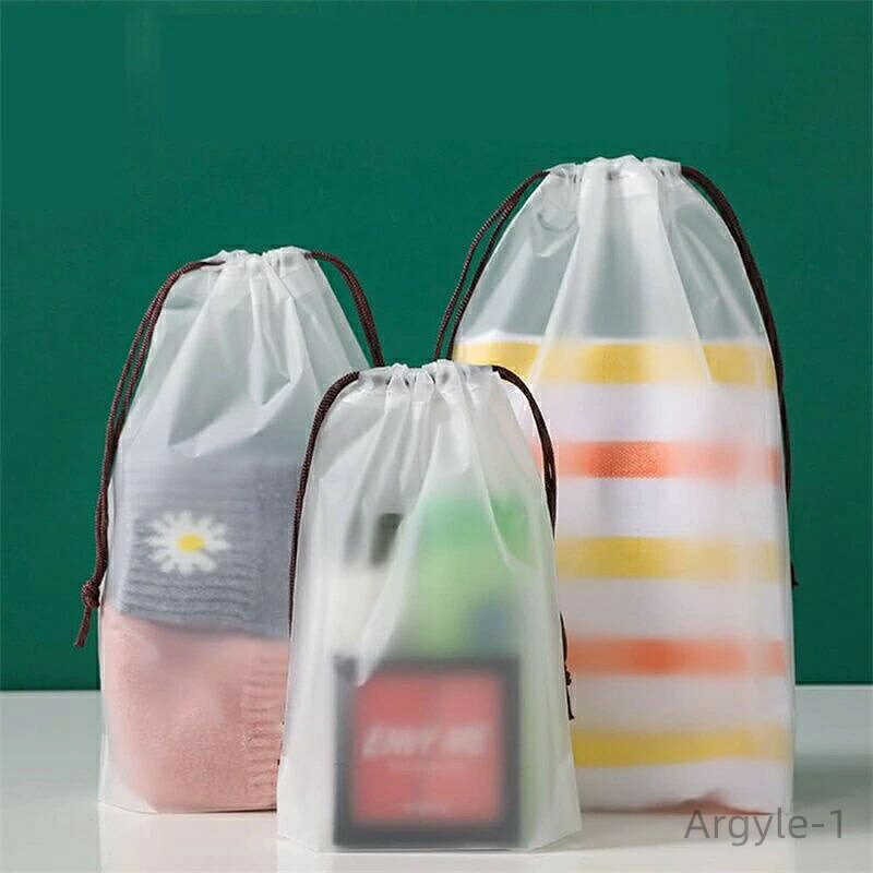 【送料無料】半透明 旅行用 出張 海外 収納袋 下着 靴 濡れた服 衣類 小物 旅行出張用収納バッグ 10点セット 引きひも袋 防水