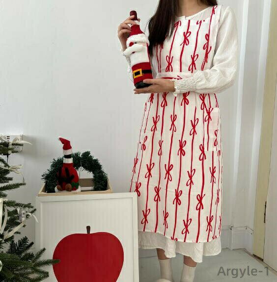 Sommelier Aprons - 【送料無料】ナチュラル 可愛い おしゃれ 青 ブルー 赤 レッド 黒 ブラック 北欧 韓国 シンプル リボン ロング 3色 エプロン
