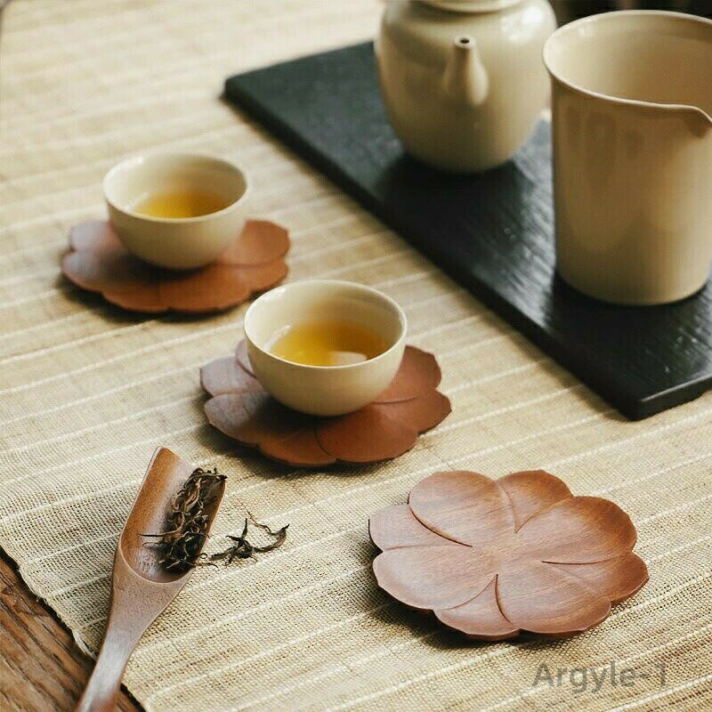 【送料無料】直径9.5cm 2枚セット 木製 茶托 ローズウッド おしゃれ 和風 木目 天然木 プレート お皿 ウッドプレート お盆 トレイ トレー