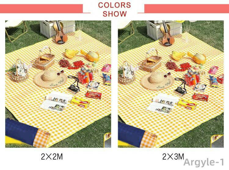 Leisure Sheet - 【送料無料】レジャーシート ピクニックシート ピクニックマット アルミ 防水 収納 折りたたみ 厚さ2.5mm チェック柄 イエロー 運動会 ピクニック 敷物 シート 公園 海 花火大会 軽量 旅行