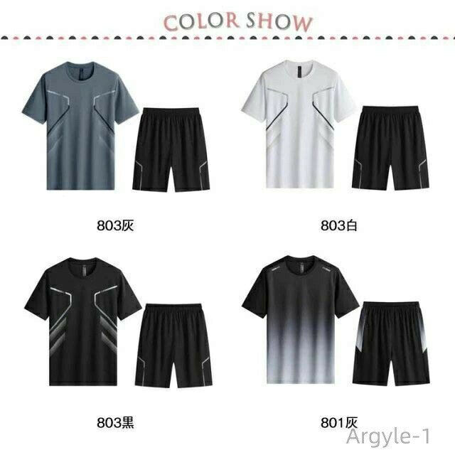 7colors×7sizeスポーツからデイリーまで様々なシーンで幅広く活躍する速乾ドライ加工の半袖Tシャツとショーツのセットアップ！　生地が薄手で涼しく、着心地が快適！セットアップで着るのはもちろん！それぞれ単体での着回しやすさも魅力です。汗や湿気をすぐに乾かせて肌触りがずっとサラサラで快適な着心地の吸汗速乾の素材！柔らかくてストレッチの効いたサラッとした着心地はルームウェアやワンマイルウェアとして活躍します。 サイズ M L XL 2XL 3XL 4XL 5XL サイズについての説明 ※サイズ表の実寸法は商品によって1-3cm程度の誤差がある場合がございます。 素材 ポリエステル 色 803灰 803白 803黒 801灰 801青 801緑 801赤 備考 ●サイズ詳細等の測り方はスタッフ間で統一、徹底はしておりますが、実寸は商品によって若干の誤差(1cm〜3cm )がある場合がございますので、予めご了承ください。 ●商品の色は、撮影時の光や、お客様のモニターの色具合などにより、実際の商品と異なる場合がございます。あらかじめ、ご了承ください。 ●製品によっては、生地の特性上、洗濯時に縮む場合がございますので洗濯時はご注意下さいませ。 ▼色味の強い製品によっては他の衣類などに色移りする場合もございますので、速やかに（脱水、乾燥等）するようにお願いいたします。 ▼生地によっては摩擦や汗、雨などで濡れた時は、他の製品に移染する恐れがございますので、着用の際はご注意下さい。 ▼生地の特性上、やや匂いが強く感じられるものもございます。数日のご使用や陰干しなどで気になる匂いはほとんど感じられなくなります。