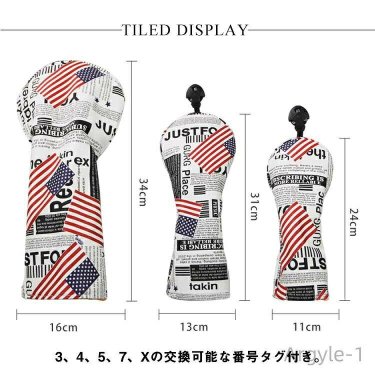 【送料無料】レザー調 PU革 カバー ウッド カバー ドライバー ヘッドカバー ゴルフ 3個セット ゴルフヘッドカバー — vista 3