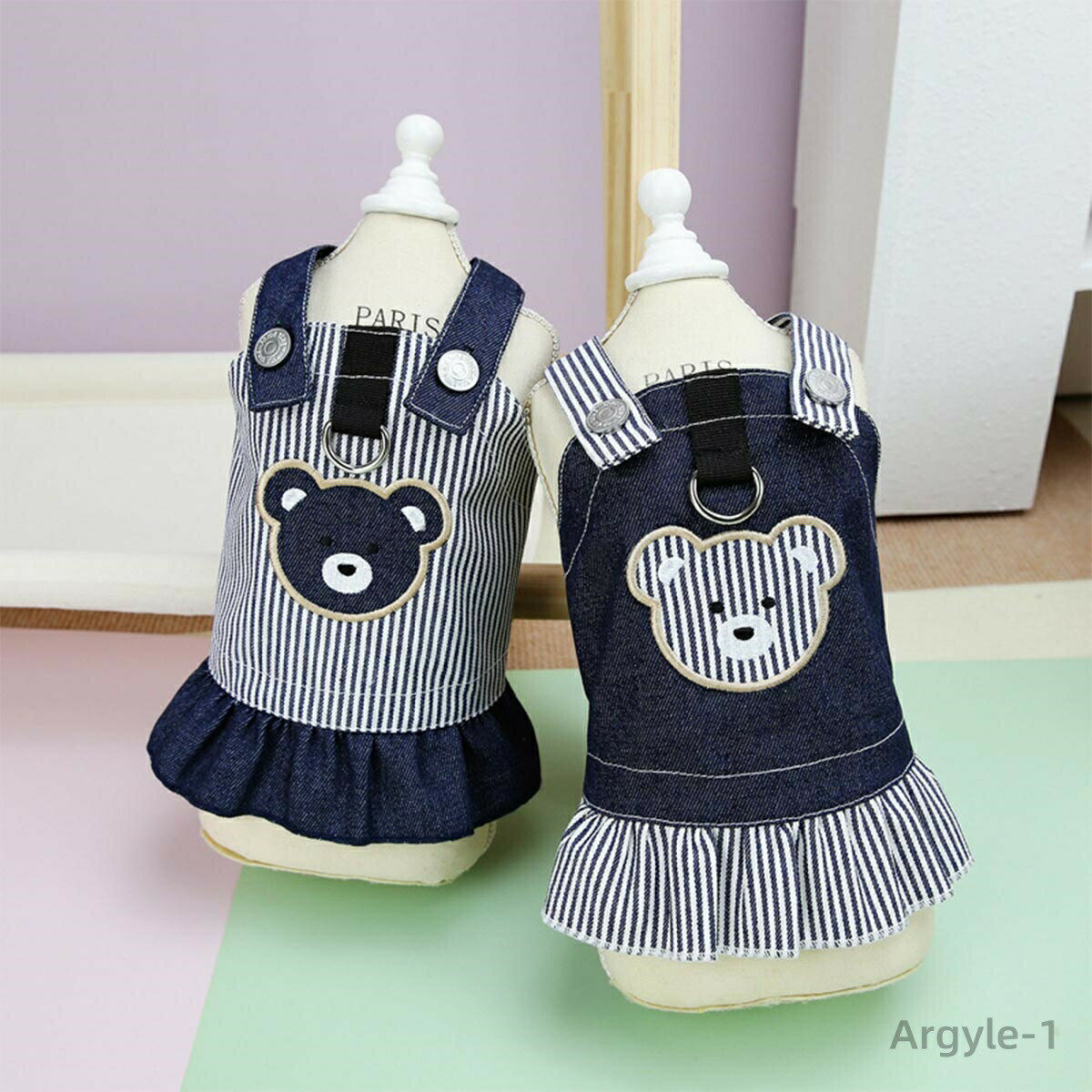 【送料無料】犬 服 ワンピース デニム 春 夏 小型犬 犬服 くまちゃん ウェアハーネス 女の子 デニムワンピース おしゃれ かわいい 人気