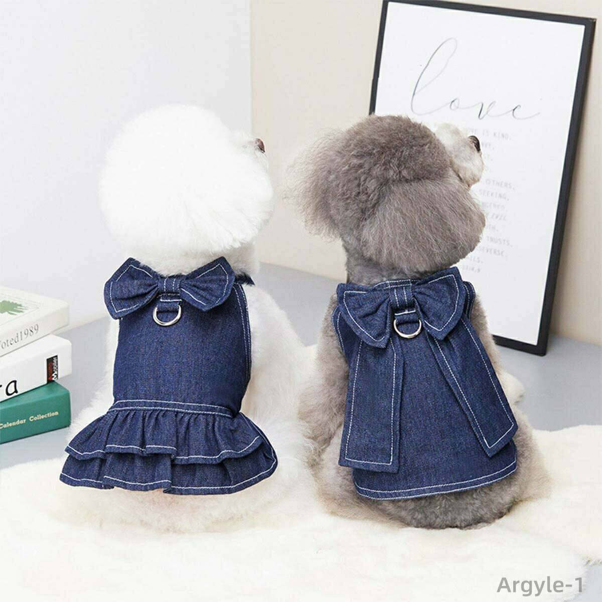 【送料無料】犬ワンピース デニム 犬 服 小型犬 春 夏 秋 リボン付き マジックテープ着脱 かわいい ワンピース 女の子 男の子 ペット服