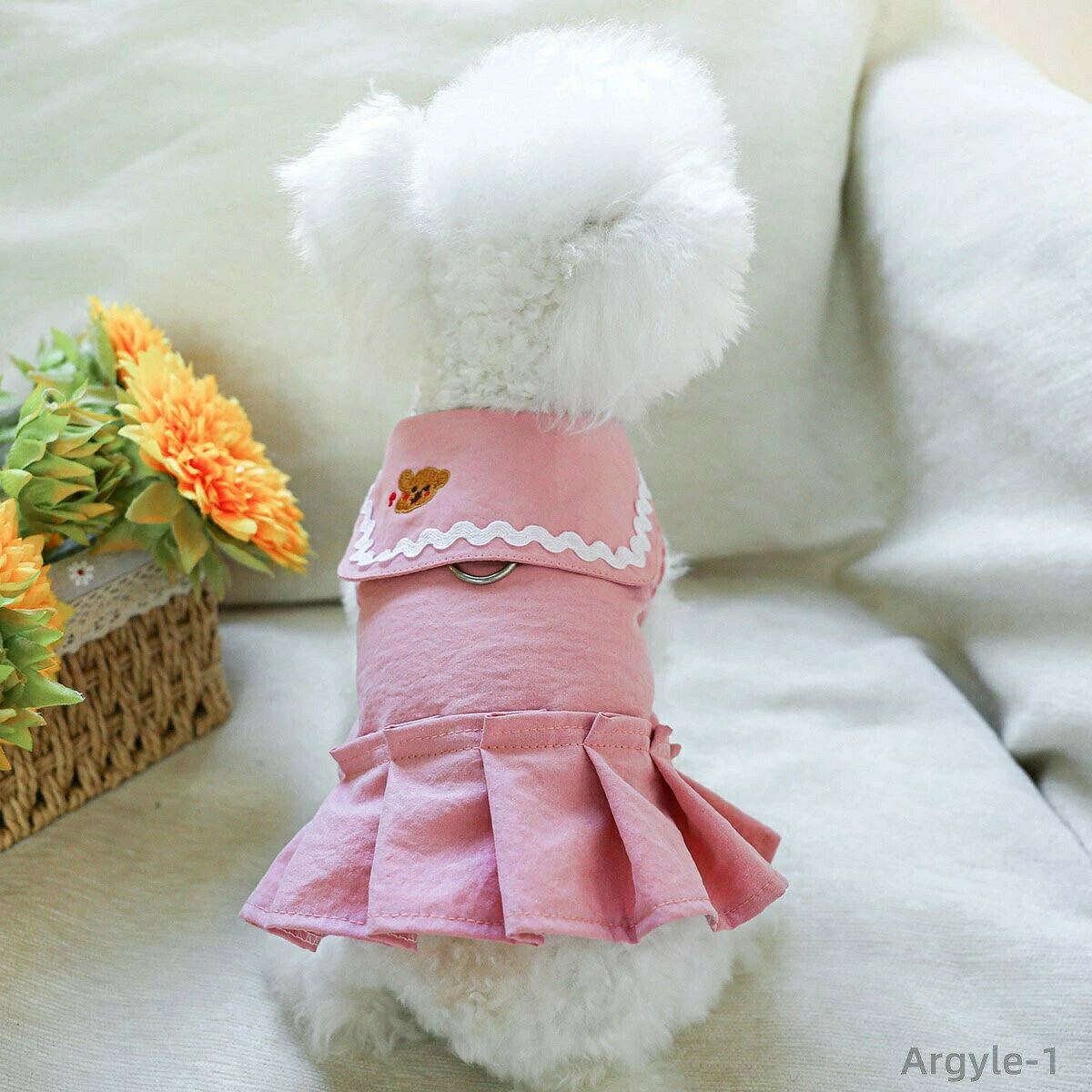 連身裙 - 【送料無料】犬服 ワンピース ドッグウェア 前開き 春夏 可愛い スカート おしゃれ 人気 可愛 Dカン付き ウェアハーネス 犬 服 春服 夏服