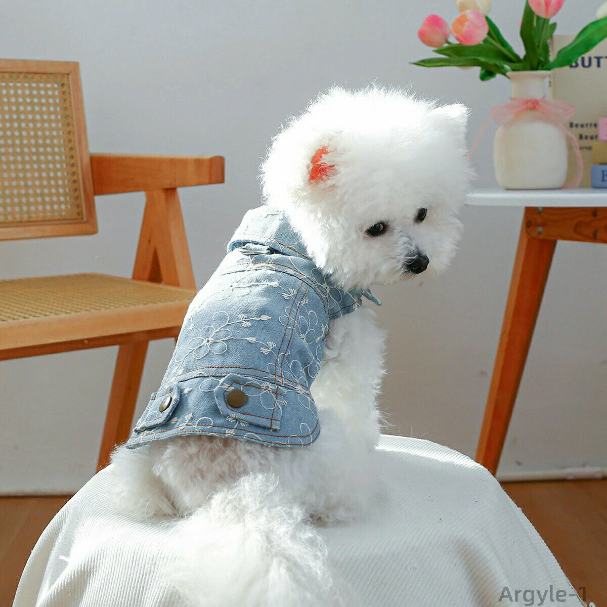【送料無料】犬 服 ドッグウェア デニム Tシャツ 腹開き 犬服 春 夏 小型犬 Dカン付き ペット用 ベスト 花柄 刺? 総柄 可愛い ペアルック