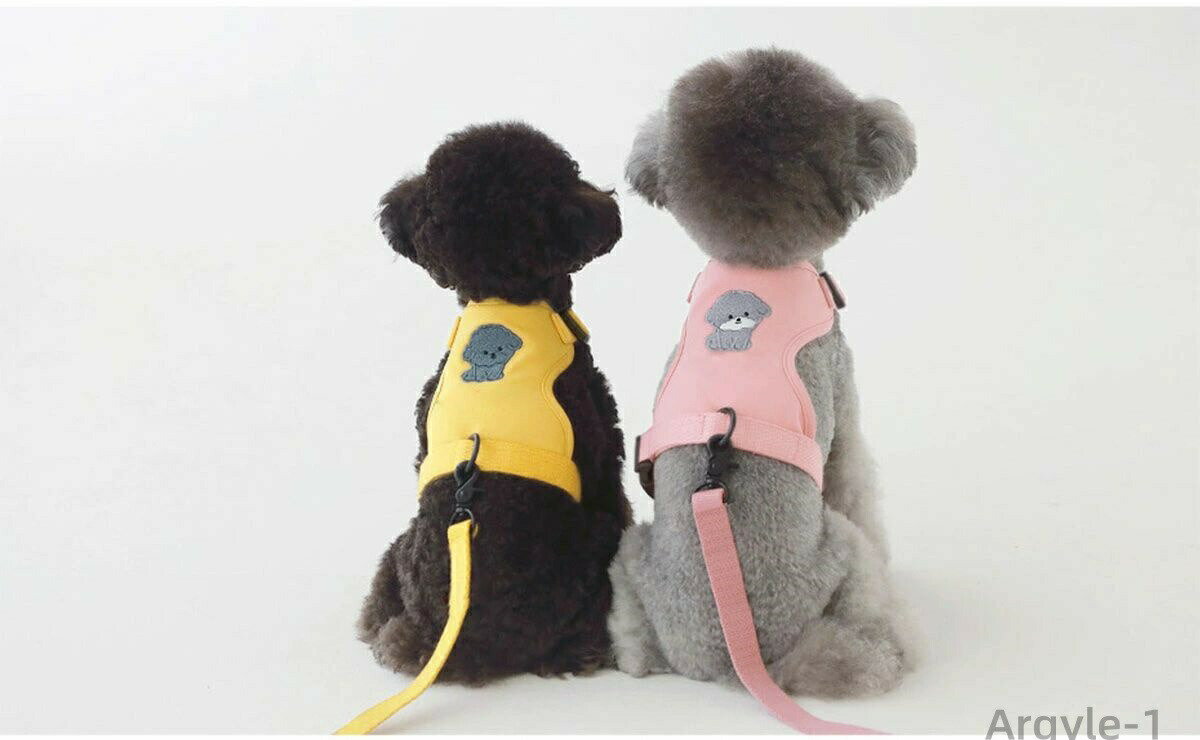 其它 - 【送料無料】犬 ハーネス リード 2点セット 犬のリード 韓国風 胴輪 けん引 メッシュ 犬猫兼用 散歩 小型犬 ペット リード付き ペット用品